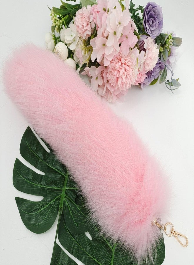 Tiuredx Faux Fur Fox Tail KeyChain for Women Therian Costume Cosplay Handbag Fashion Charm Wolf Tail Keychain Gift for Party (Pink) - Image 4